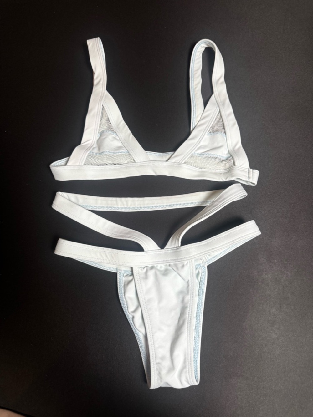 Minimale Animale White Strappy Triangle Bralette & Cutout Thong Set